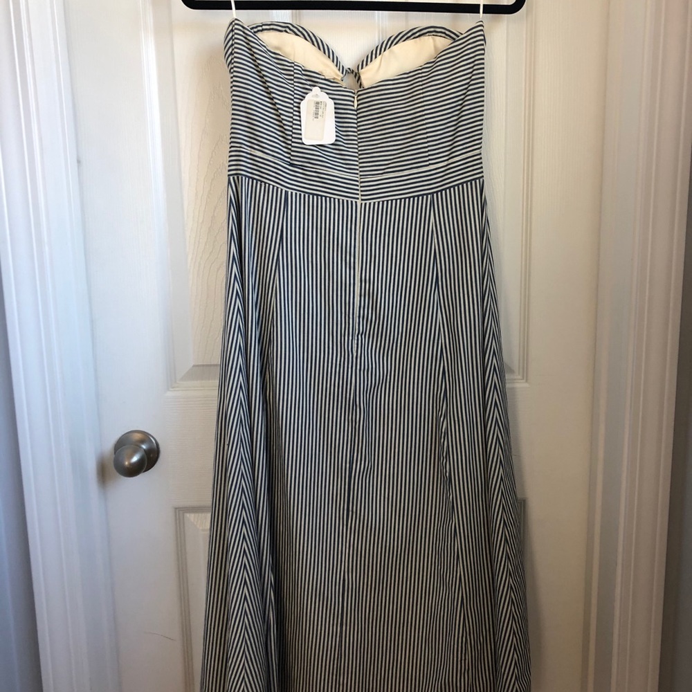 Pin stripe, tea length, strapless